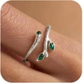 thumbnail image 1 of Leaf Twig Ring for Women,925 Sterling Silver Olive Leaf Ring to Daughter 14k Gold Plated Dainty Green Leaves Statement Stacking Open Band Finger Rings Birthday Christmas Jewelry Gift, 1 of 5