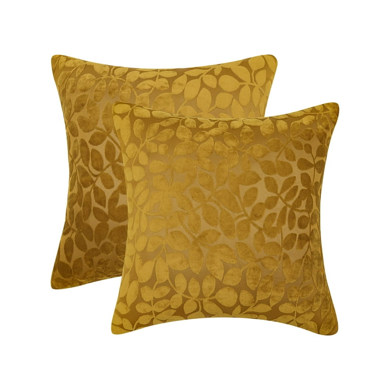 Regal Home's Gold Leaf Velvet Decorative Couch Pillow Cover, 18x18