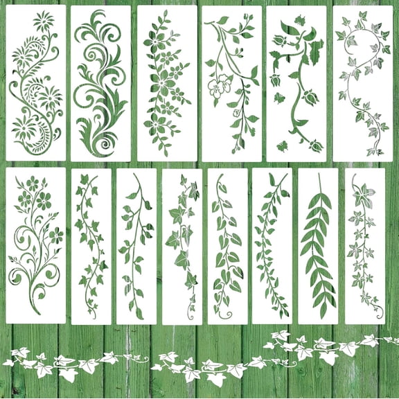 Leaf Vine Stencils for Painting Reusable Leaves Stencil for Craft Drawing Template Stencil for Painting on Canvas Wood Wall Paper Furniture DIY Scrapbooks Crafts Home Decor-14 Pieces