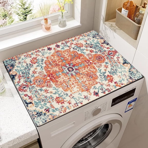 Leaf Washing Machine Dust Cover Pad, Non-slip Washer and Dryer Covers for The Top, Protector Mat for Washer Dryer Aesthetics Home Decor, 23.6" x 19.7"