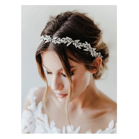Leaf Wedding Headpieces for Bride Silver Bridal Headband Flower Girl Headpiece Handmade Wedding Hair Accessories