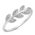 thumbnail image 1 of Leaf White Cubic Zirconia Wholesale Ring .925 Sterling Silver Band Jewelry Female Male Unisex Size 9, 1 of 4
