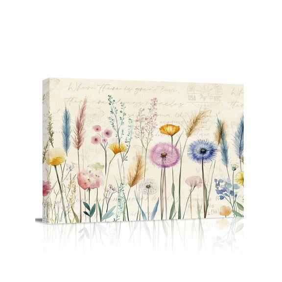 Leaf Wildflower Wall Art for Living Room,Canvas Picture Wall Decor for Bathroom Bedroom,Vintage Country Plant Floral Leaves Painting Artwork for Office Kitchen Hallway Dining Room Home Decor 12"x16"