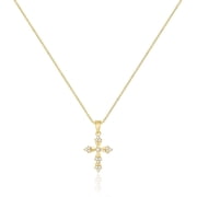 Leaf Womens Cross Necklace, Double Cross Necklace 14K Gold Plated Cross Pendant Necklace Exquisite Gold Cross Necklace Womens Fashion Small Cross Pendant Necklace Simple Cute Necklace Gold Jewelry