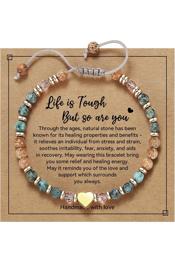 Women's Inspirational Birthday Gift - Healing Natural Stone Bracelet, Thinking of You Get Well Soon Gift for Female Friends and Sisters