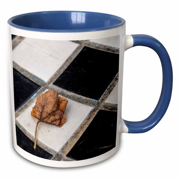 Leaf on checker board 15oz Two-Tone Blue Mug mug-305899-11