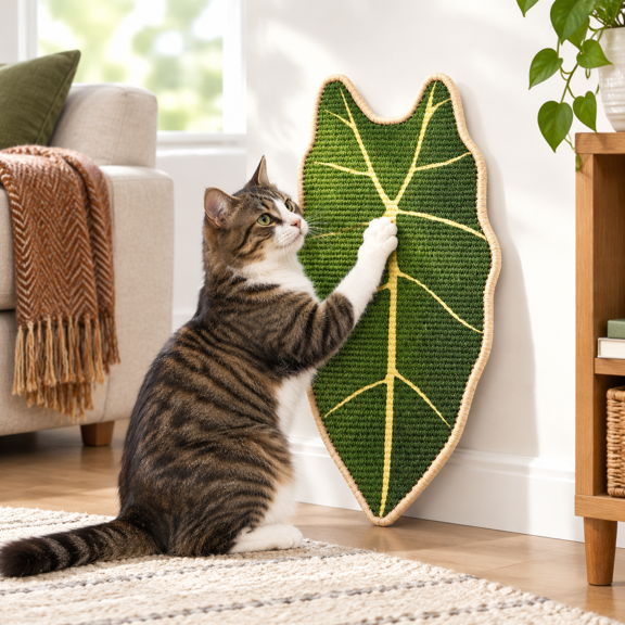 Leaf-shaped Sisal Cat Scratcher For Wall And Floor Large Scratch Pad Indoor Catsniture Protection Extra Mounted Mat Claw Care (ta