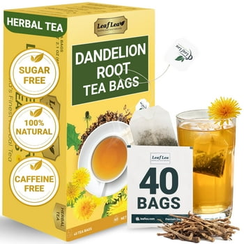 LeafLea 40 Dandelion Root Tea Bags, Dandelion Tea Supports Wellness and a Balanced Lifestyle, 100% Natural & Pure Dandelion Root Tea, Vegan, No Sugar, Caffeine-Free