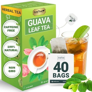 LeafLea Guava Leaf Tea, 40 Individually Wrapped Tea Bags, Made from 100% Natural Guava Leaves (Hojas De Guayaba), Supports Digestion & Wellness, Caffeine-Free, Sugar-Free, Vegan, Non-GMO