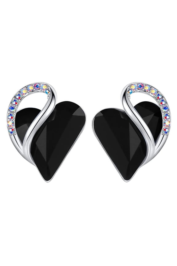 Black Heart Earrings for Women, Gifts for Mom, Wife, and Her, Healing Stone for Protection