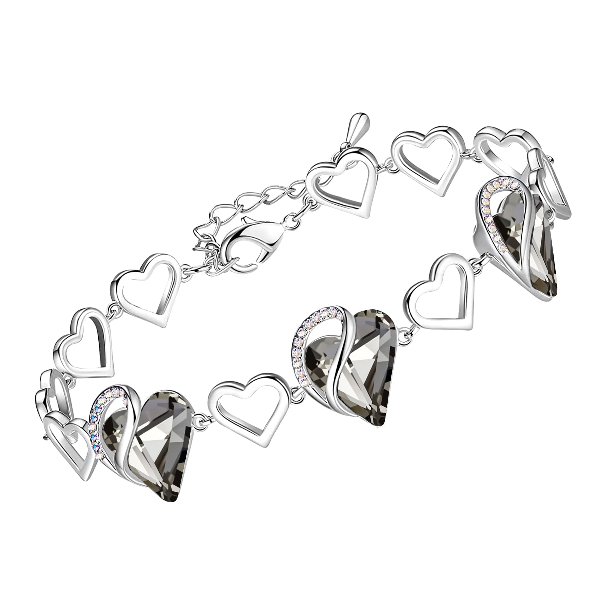 Leafael Infinity Love Heart Link Bracelets, Crystal Bracelet for Women ...