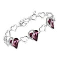 thumbnail image 1 of Leafael Infinity Love Heart Link Bracelets, February Birthstone Crystal Bracelet for Women, Silver Tone Jewelry Gifts for Her, Amethyst Dark Pink, 7-inch Chain and 2-inch Extender, 1 of 6