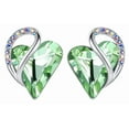 thumbnail image 1 of Leafael Silver Plated Green Heart Stud Earrings with Austrian Birthstone Crystal for August, Gifts for Women, Mom, and Mother, 1 of 6