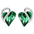 thumbnail image 1 of Leafael Infinity Love Heart Stud Earrings for Women, Silver Tone Fashion Statement Jewelry for Girls, Birthday Gifts for Mother Daughter Girlfriend Mom Wife, May Birthstone Crystal, Emerald Green, 1 of 6