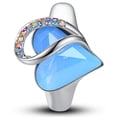 thumbnail image 1 of Leafael Infinity Love Women's Adjustable Heart Ring with Owyhee Opal Blue, Healing Stone Crystal for Communication, Jewelry Gifts for Women, Silver-Tone, Open End, Size 6.5-25, 1 of 6