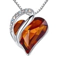 thumbnail image 1 of Leafael Necklaces for Women, Infinity Love Heart Pendant Dark Topaz Brown Healing Crystal for Stress Relief, Jewelry Gifts for Wife, Silver Plated 18 + 2 inch Chain, Birthday Gift for Mom Girls Her, 1 of 6