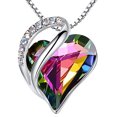 thumbnail image 1 of Leafael Necklaces for Women, Infinity Love Heart Pendant Rainbow Black Healing Crystal for Protection, Jewelry Gifts for Wife, Silver Plated 18 + 2 inch Chain, Birthday Gift for Mom Girlfriend Girls, 1 of 6