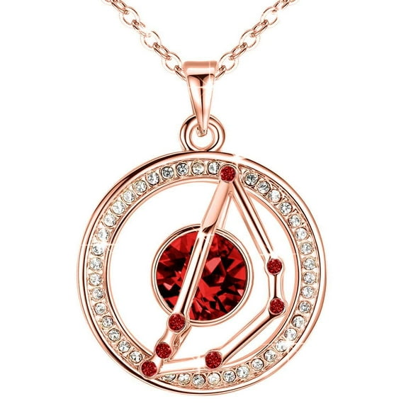 Leafael "Superstar Zodiac Constellation Pendant Necklace Made with Premium Crystal December January Birthstone Horoscope Jewelry, Capricorn, 14k Rose Gold Plated, 18"+2"