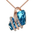 thumbnail image 1 of Leafael Wish Stone Pendant Necklace with Blue Zircon Birthstone Crystal for December, 18K Rose Gold Plated, 18" + 2" Chain, 1 of 8