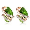 thumbnail image 1 of Leafael Wish Stone Stud Earrings Peridot Green Birthstone Crystal for August, 18K Rose Gold Plated, 1 of 6