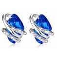 thumbnail image 1 of Leafael Wish Stone Stud Earrings with Sapphire Blue Birthstone Crystal, Silver-tone, 1 of 7