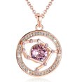 thumbnail image 1 of Leafael Zodiac Constellation Crystal Pendant Necklace May June Birthstone Light Pink Horoscope Jewelry, Gemini, 14k Rose Gold Plated, 18"+2", 1 of 6