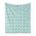 thumbnail image 1 of Leafage Soft Flannel Fleece Throw Blanket, Shamrock Leaves Pattern Botanical St Patrick's Day Irish Tradition, Cozy Plush for Indoor and Outdoor Use, 70" x 90", Dark Seafoam and White, by Ambesonne, 1 of 5
