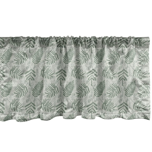 Ambesonne Leafage Window Valance, Modern Pastel Leaves Herbs, 54" X 12", Sage Green