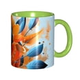 thumbnail image 1 of Leafs Blooming Blue Coffee Mug Fun Custom Ceramic Mugs 11oz Green, 1 of 5