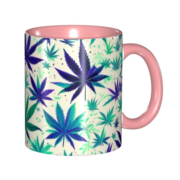 Leafs Coffee Mug Fun Custom Ceramic Mugs 11oz Pink