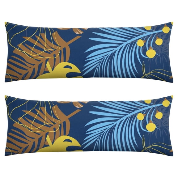 Leafy Body Pillow Cover - 20x54 Inch Palm Inspired Print - Cozy & Skin-Friendly Pillow Slipcover for Back & Hip Support