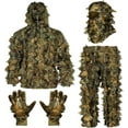 thumbnail image 1 of Leafy Camo Ghillie Suit 3D Leaf Camouflage Hunting Jacket and Pants with Gloves and Face Mask, Brown Leaf Size S-M, 1 of 7