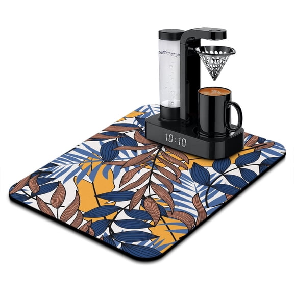 Leafy Coffee Maker Mat - Vibrant Summer Design, 4-Layer Protection, Multi-Functional