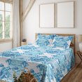 thumbnail image 1 of Ambesonne Leafy Design Fitted & Flat Sheet with Sham 3 Pcs Set, Dots Tropical Leaves, Twin XL, Sea Blue White, 1 of 1