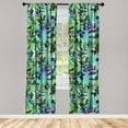 thumbnail image 1 of Leafy Design Window Curtains, Tropical Vibes Leaves Silhouettes with Flowers on Jumble Back, Lightweight Decor 2-Panel Set with Rod Pocket, Pair of - 28"x84", Charcoal Grey Lime Green, by Ambesonne, 1 of 3