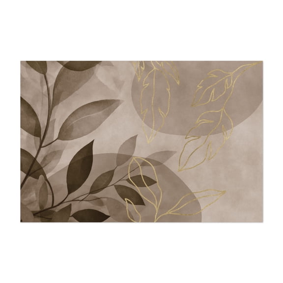 Leafy Elegance Modern Nature Art Beige - Painting Botanical Abstract Minimalist Nature Floral Modern Art Geometric Unframed Wall Art Print 4 x 6 inches