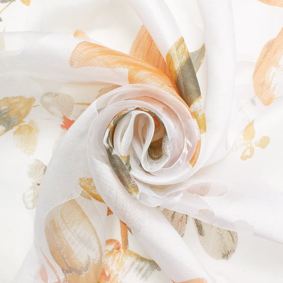 Leafy Flower Extra Wide Burnout Polyester Rayon Polyester Jacquard On Voile Sheer Fabric By The Yard - For Sewing Curtains, Draperies, & Home Décor - Orange (1 Yard)