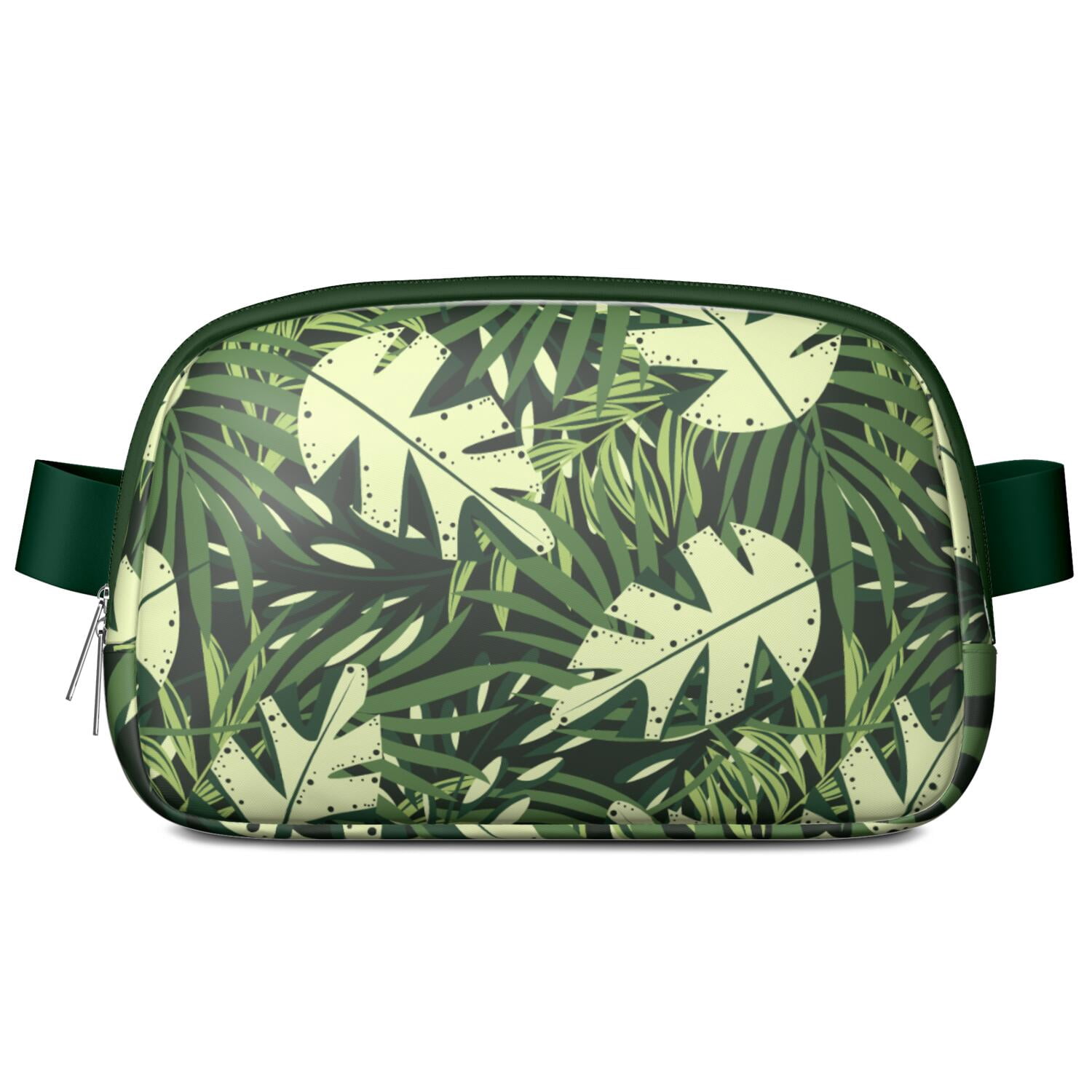 Leafy Green Palm Print Fanny Pack – Botanical Waist Bag with Hawaiian Floral Style