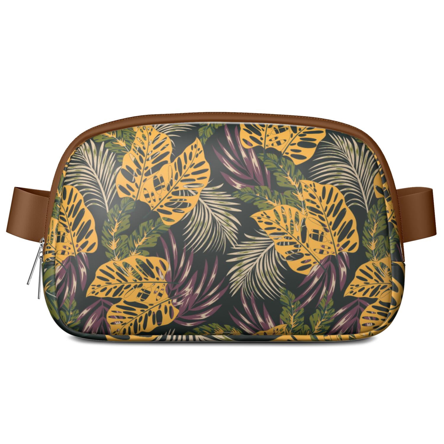 Leafy Green Palm Print Fanny Pack – Botanical Waist Bag with Hawaiian Floral Style