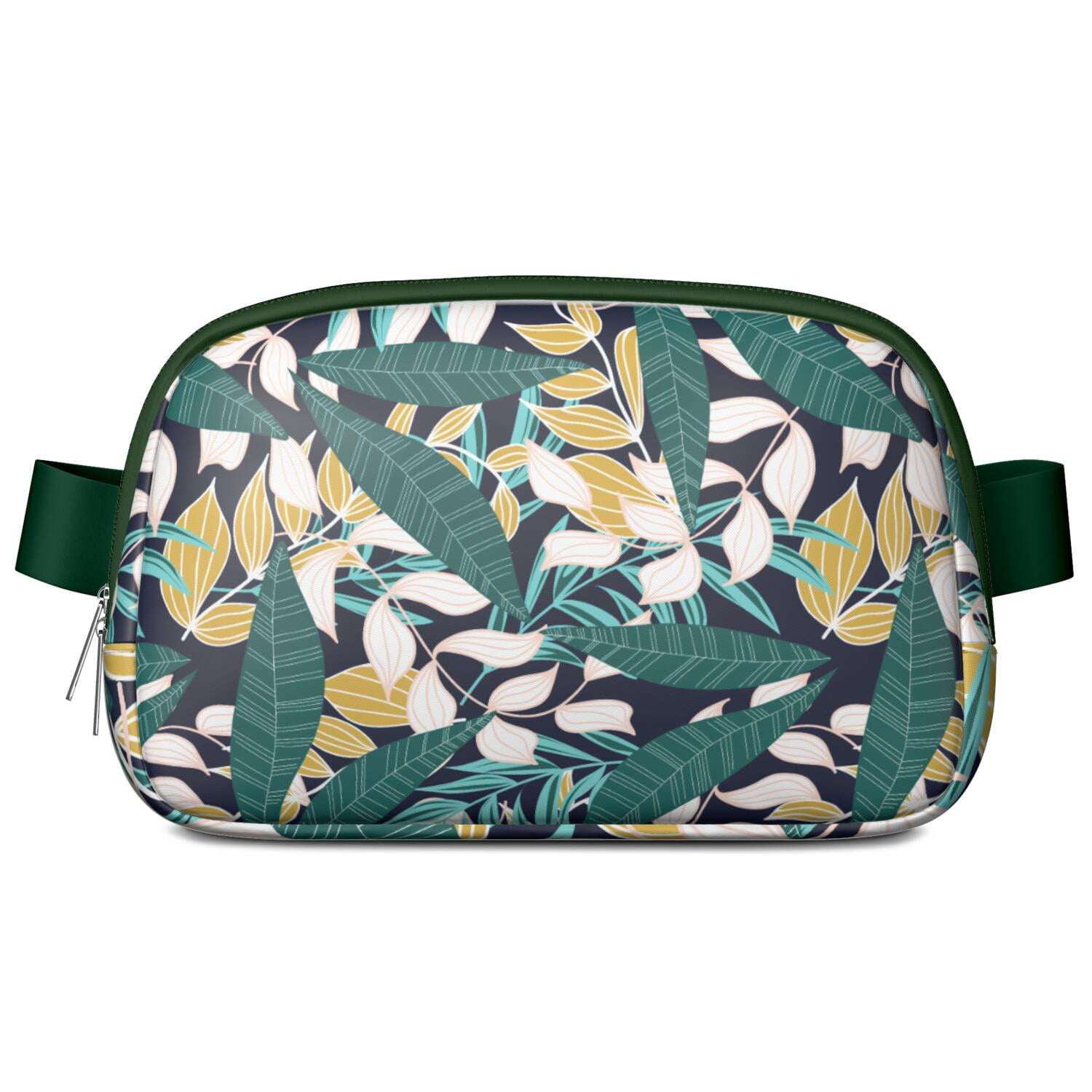 Leafy Green Palm Print Fanny Pack – Botanical Waist Bag with Hawaiian Floral Style