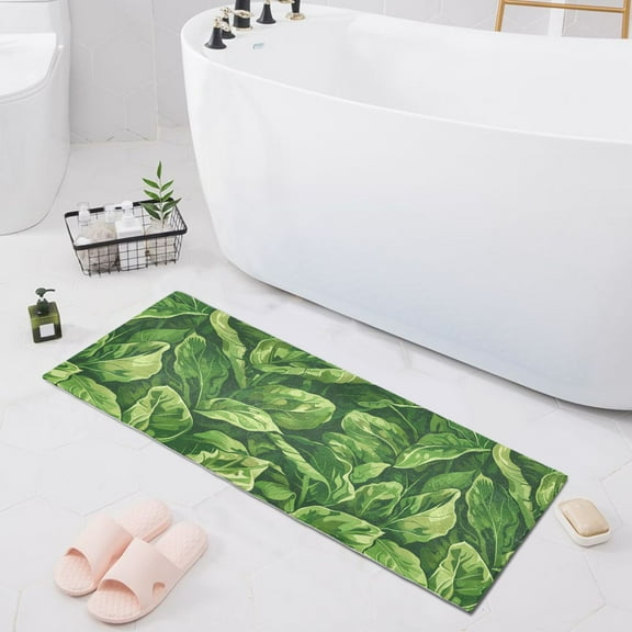 Leafy Green Vegetable Bath Mat 39x20 Non-Slip Bathroom Rugs Absorbent Soft Plush Quick Dry for Tub Shower Kitchen Home Decor