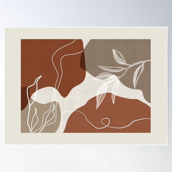 Leafy Lane In Cinnamon And Taupe 2 Poster Wall Art, Modern Wall Decor For Living Room Bedroom, 24x36 UNFRAMED