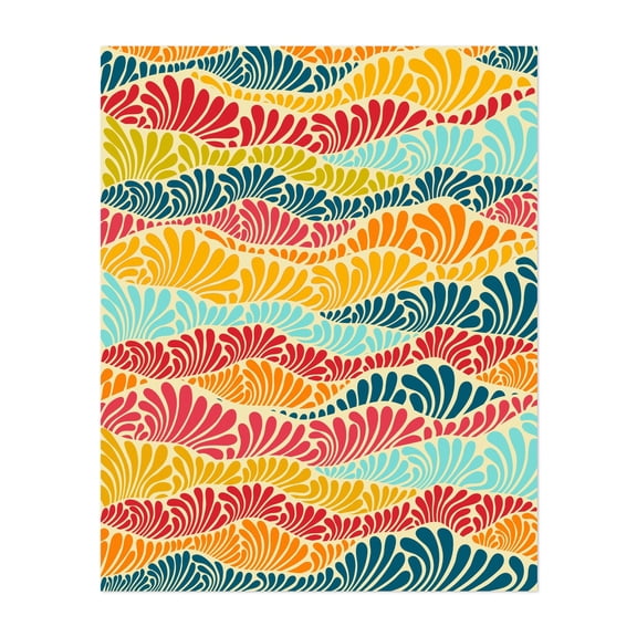 Leafy Mosaic - India Illustration Pattern Abstract Waves Modern Art Psychedelic Geometric Unframed Wall Art Print 8 x 10 inches