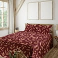 thumbnail image 1 of Ambesonne Leafy Pattern Fitted & Flat Sheet with Shams 4 Pcs Set, Autumn Leaves Dots, Full, Burgundy Pale Ruby, 1 of 1