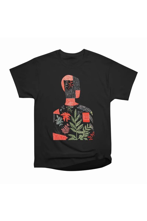 Leafy Pattern Silhouette T-Shirt Tee Gift For Him Merch For Her Apparel For Friend