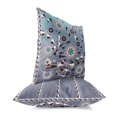 thumbnail image 1 of Leafy Peacock Circles Throw Pillow in Blue 18x18, 1 of 5