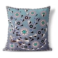 thumbnail image 1 of Leafy Peacock Circles Throw Pillow with Removable Cover in Blue 16x16, 1 of 6