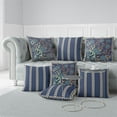 thumbnail image 1 of Leafy Peacock Circles Throw Pillow with Removable Cover in Blue 18x18, 1 of 6