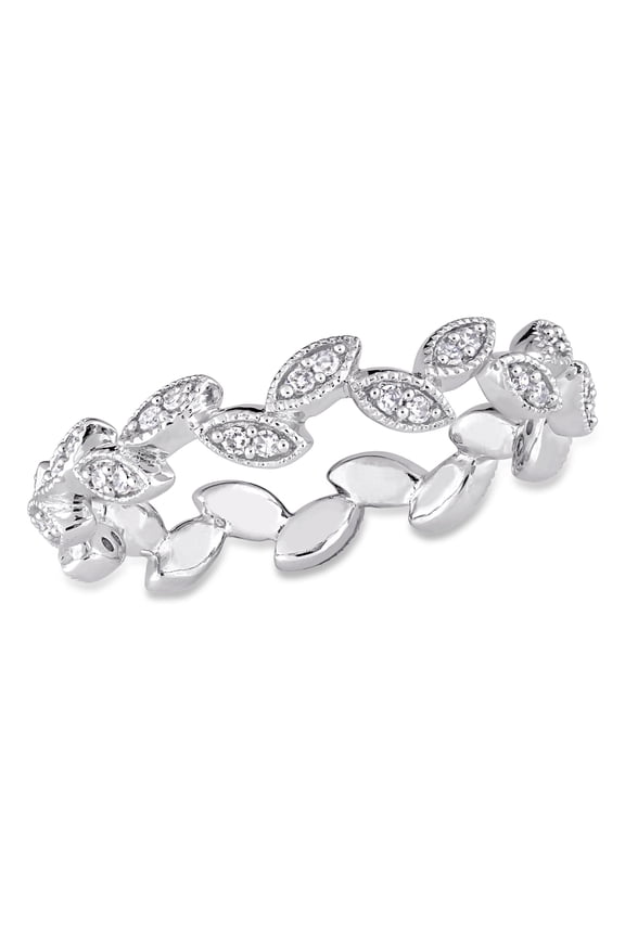Leafy Style Design Diamond Band, Delicate Full Eternity Wedding Diamond Band, Milgrain Set Diamond Ring, Leafy Cluster Band, 925 Sterling Silver, 1.6 Ct Simulated Diamond, Gift Ring