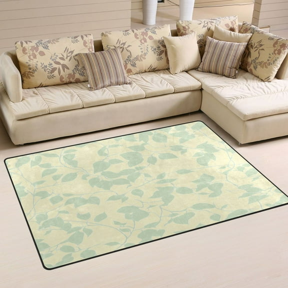 Leafy Theme Pattern Design Soft Polyester Area Rug 60''x39'', Non Slip, Memory Foam, Water Absorbent